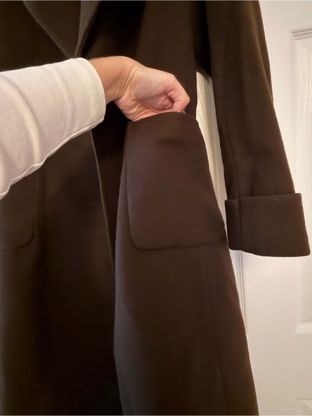 Ralph Lauren Chocolate Brown Wool Wrap Coat - Picture 7 of 10